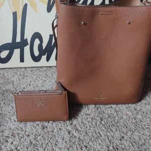 brown Kate Spade purse and wallet